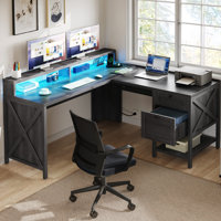 Esita L-Shape Executive Desk with Drawer & Power Outlets by The Twillery Co.