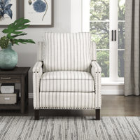 Lenzini 29" Modern and Contemporary Striped Fabric Track Arm Push Back Recliner - Easy Manual Push-Back Reclining, Sophisticated Nailhead Trim Accents by Winston Porter