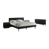 Greylynn 4 Piece Platform Bedroom Set in Wood with Black Finish by Loon Peak
