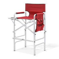 Pelson 31" Seat Height Tall Folding Camping Chair Directors Chair Foldable Bar Stool with Cup Holder by Arlmont & Co.