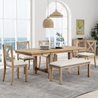 Raelene Modern 6-Piece Extendable Dining Table With Footrest,kitchen table set with Leaf,dining table set,dining room set by Gracie Oaks