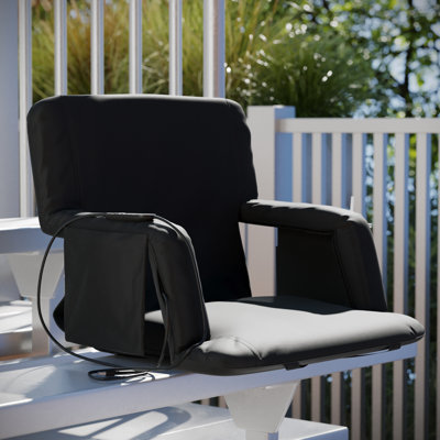 Portable Heated Reclining Stadium Chair with Armrests, Padded Back & Heated Seat by Hokku Designs