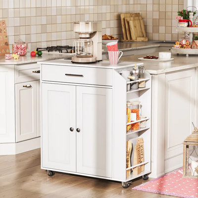 Aquisha 33.8" Rolling Kitchen Island with Power Outlet by Lark Manor