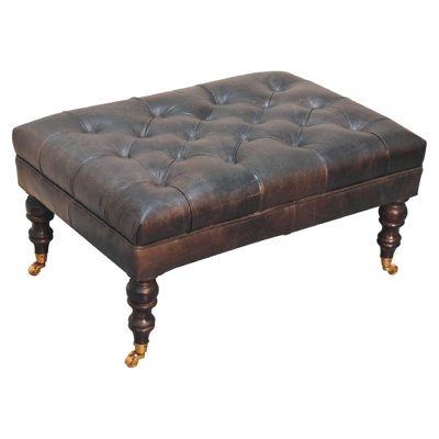 Seza Leather Ottoman by Canora Grey