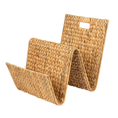 Burnsdale Hand-Woven Water Hyacinth and Metal Magazine Rack