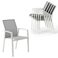 Stemple Aluminum Stacking Patio Dining Armchair, Fully Assembled by Latitude Run