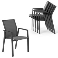 Stemple Aluminum Stacking Patio Dining Armchair, Fully Assembled by Latitude Run