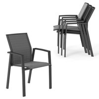 Stemple Aluminum Stackable Patio Dining Armchair, Fully Assembled by Latitude Run