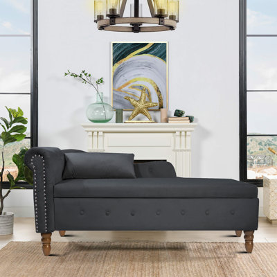 Darcas Luxurious and Cozy Upholstered Chaise Lounge with Hidden Storage and Wooden Legs for Bedroom and Living Room by Red Barrel Studio