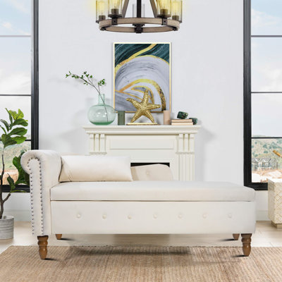Darcas Luxurious and Cozy Upholstered Chaise Lounge with Hidden Storage and Wooden Legs for Bedroom and Living Room by Red Barrel Studio