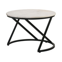 Round Coffee Table with Marble Top in White and Black by Latitude Run