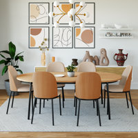 Kelce 6 Person 71" Oval Dining Table Set with Modern Upholstered Chairs by Corrigan Studio