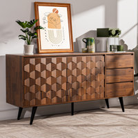 Georgina 61" Wide 3 Drawer Acacia Solid Wood Sideboard by Corrigan Studio