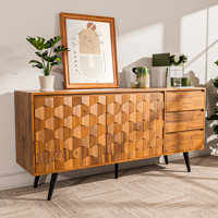 Georgina 61" Wide 3 Drawer Acacia Solid Wood Sideboard by Corrigan Studio
