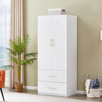Ruthy Solid Manufactured Wood Armoire, White by Mercer41