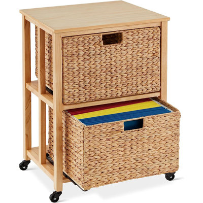 Grahame Vertical Rolling File Cabinet for Home, Office w/ Rubberwood Frame, Locking Caster Wheels by Bay Isle Home