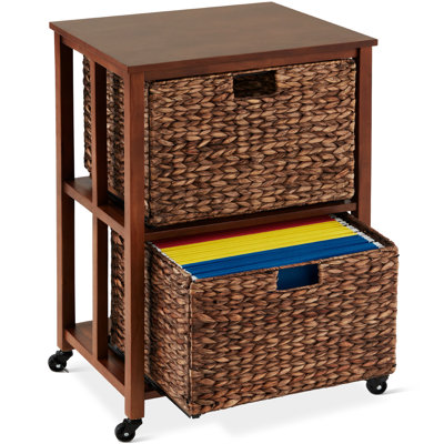 Grahame Vertical Rolling File Cabinet for Home, Office w/ Rubberwood Frame, Locking Caster Wheels by Bay Isle Home