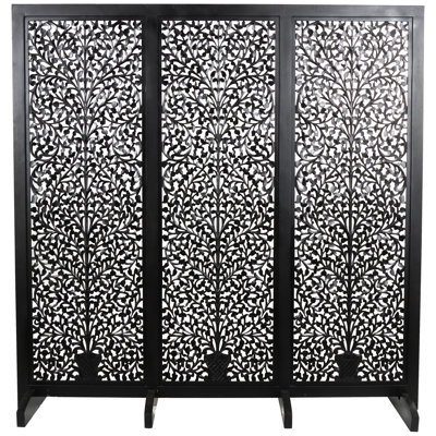 Andaiye Wooden Floral Partition Divider Screen by Wildon Home
