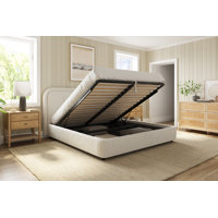 Premium Upholstered Lift-Up Storage Bed, Performance Fabric, Gurvan by Hokku Designs