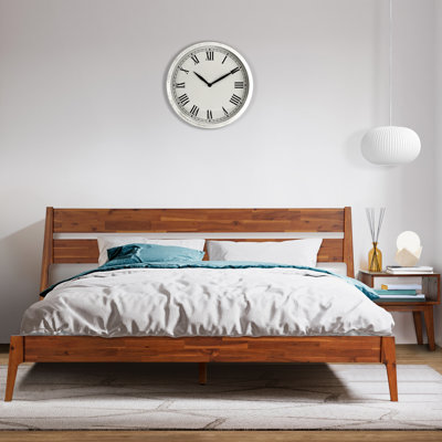 2-Pcs Bedroom Set – Solid Wood Platform Bed Frame & Matching Nightstand, Mid-Century Modern Scandinavian, 800 lbs Capacity, No Box Spring Needed by Latitude Run
