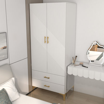 Rebbekah white wardrobe closet with doors and drawers,armoire closet, wardrobe storage closet by Mercer41