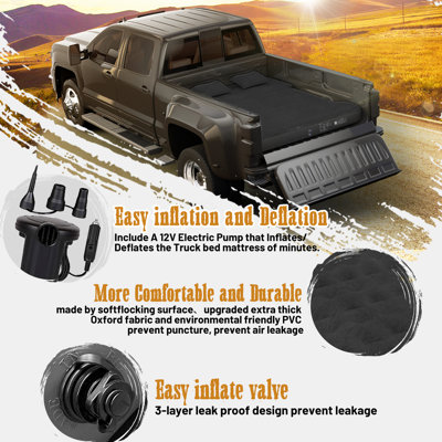 Jipson Truck Bed Inflatable Air Mattress 6.0-6.5 ft for Full Size Truck Bed with Pump and Backpack by Alwyn Home