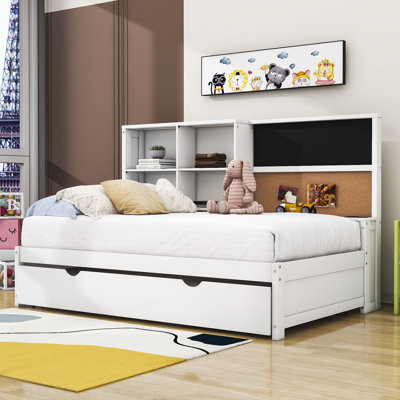 Audrei Wood Daybed with Trundle and Shelves by Wildon Home