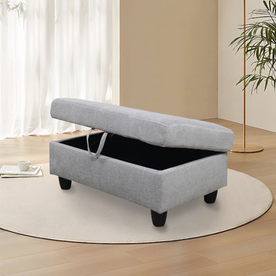 35" Wide Tufted Rectangle Standard Ottoman with Storage by Ebern Designs