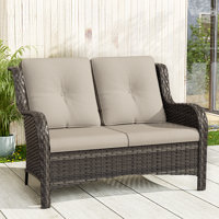Anahit Outdoor Wicker Loveseat with Cushions by Red Barrel Studio