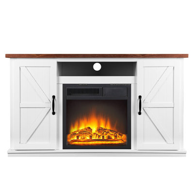 Media Console TV Stand With Electric Fireplace & Remote Control Included