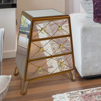 Rhema 3 - Drawer Mirrored Trapezoid Accent Chest by Mercer41