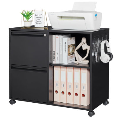 31.5 Inch Metal Lateral Mobile File Cabinet Rolling Printer Stand Filing Cabinets With Shelves by Hokku Designs
