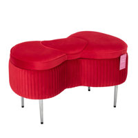 Hello Kitty Bow Velvet Storage Bench for Bedroom and Living Room, Upholstered Ottoman Organizer by Mercer41