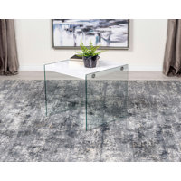 Graner Square End Table with Glass Legs in Clear and White High Gloss by Ebern Designs