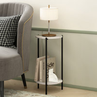 Caureen 2-Tier Modern Tall Round Side End Table with Sturdy Metal Legs by Wade Logan