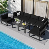 Gilemette 8 Pieces Outdoor Patio Aluminum Sectional Set with Cushions and Table