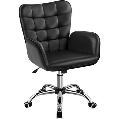 Poche Faux Leather Desk Chair with Padded Armrests by Wade Logan