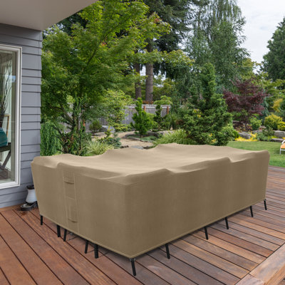 Hyslop Water Resistant Patio Dining Set Cover – Heavy Duty, Durable Outdoor Furniture Cover with Click-Close Straps, Adjustable Elastic Hem, and Air V by Freeport Park