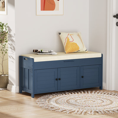 43.5" Entryway Bench with Hidden Shoe Storage and Cushion by Red Barrel Studio