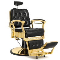 Black & Gold Salon Barber Chair 360 Degree Swiveling Recliner