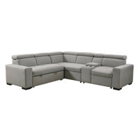 Calyette 3 - Piece Upholstered Sleeper Sofa Sectional with Adjustable Headrests, Center Console and 2 Cup Holders by Latitude Run
