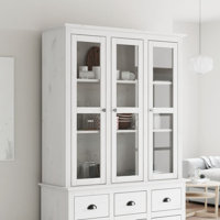 Cabinet with Glass Doors BODO Solid Wood Pine by Red Barrel Studio