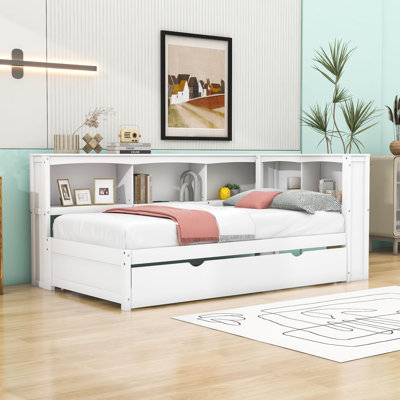 Andalusia Twin Wood Daybed with Trundle and USB Ports by Red Barrel Studio