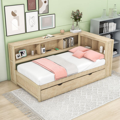 Andalusia Twin Wood Daybed with Trundle and USB Ports by Red Barrel Studio