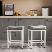 Michille Saddle Upholstered 24.21" Counter Stool by Winston Porter