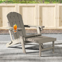 Cait Plastic Folding Adirondack Chair with Ottoman by Rosecliff Heights