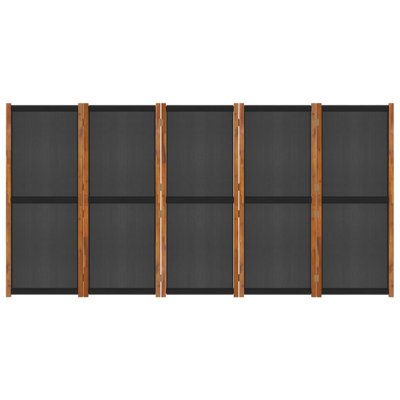 5-Panel Room Divider Black 137.8"X70.9" by Wildon Home