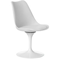 Jemba Mid-Century Modern White Side Chair with White Cushioned Seat - Stylish and Comfortable Polypropylene Swivel Accent Chair for Home Office, Livin by Ivy Bronx