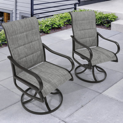 Angeli Outdoor Padded Swivel Dining Armchair by Red Barrel Studio