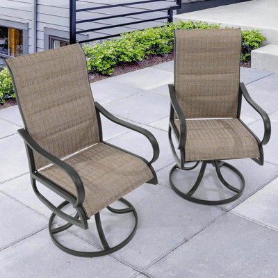 Angeli Outdoor Padded Swivel Dining Armchair by Red Barrel Studio